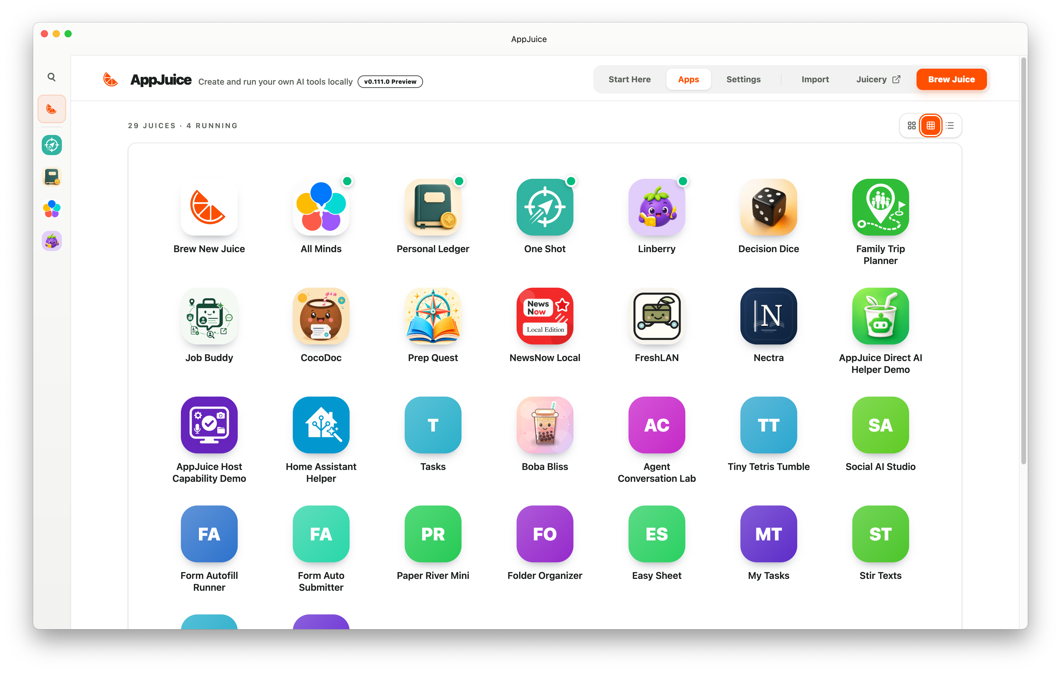 AppJuice tablet workspace view
